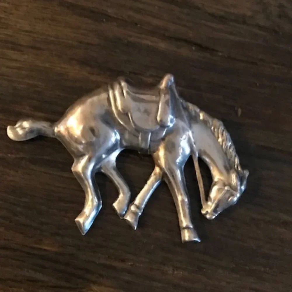 Vintage STERLING SILVER Bucking Horse Pin/Broach Western/Cowgirl